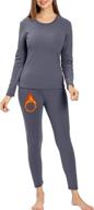 women's ultra soft thermal underwear set with fleece lining for cold weather - long johns base layer for top & bottom логотип