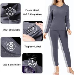 img 1 attached to Women's Ultra Soft Thermal Underwear Set with Fleece Lining for Cold Weather - Long Johns Base Layer for Top & Bottom