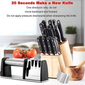 img 1 attached to 🔪 4-in-1 Manual Knife and Scissor Sharpener Set - Ultimate Kitchen Tool for Sharpening Knives, 4-Stage Sharpening System with Diamond Steel and Ceramic Stone, Ergonomic Design, Non-Slip Base (Black)