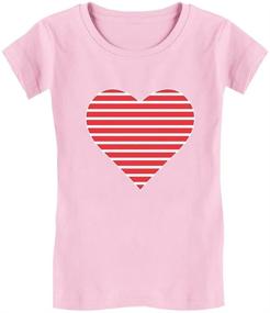 img 4 attached to Adorably Chic: Striped Heart Toddler Fitted T Shirt - Girls' Clothing