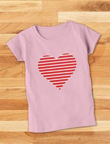 img 1 attached to Adorably Chic: Striped Heart Toddler Fitted T Shirt - Girls' Clothing