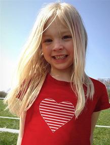 img 2 attached to Adorably Chic: Striped Heart Toddler Fitted T Shirt - Girls' Clothing