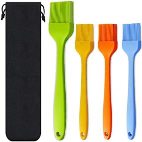 img 4 attached to 🧁 Premium Silicone Basting Pastry Brush: Effortlessly Spread Oil, Butter, Sauces, and Marinades for BBQ, Grill, Baking, Cooking - Ideal for Basting Pastries, Cakes, Meat, Sausages, Desserts - Food Grade, Dishwasher Safe
