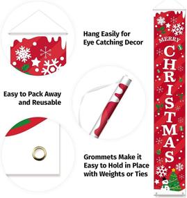 img 2 attached to 🎄 Vibrant Merry Christmas Banner Sign for Festive Front Porch Decorations and Outdoor Xmas Décor - Eye-Catching Red Merry Christmas Sign for City or Country Clearance - Wall Hanging Outside