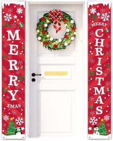 img 3 attached to 🎄 Vibrant Merry Christmas Banner Sign for Festive Front Porch Decorations and Outdoor Xmas Décor - Eye-Catching Red Merry Christmas Sign for City or Country Clearance - Wall Hanging Outside
