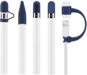 img 4 attached to Teyomi 5-Pack Silicone Protective Accessories for 1st Generation Apple Pencil, Including 2 Cap Replacements, Cap Holder, Tip Cover, and Cable Adapter Tether