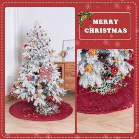 img 1 attached to 🎄 Bronzing Red Christmas Tree Skirt - 48 Inch Size - Perfect Christmas Decorations & Gifts for Friends and Family