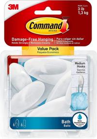 img 4 attached to 🛁 Command Bath Medium Hook Value Pack - Clear Frosted | Organize Damage-Free!