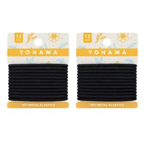 img 4 attached to 💇 YOHAMA 24 Pieces Black Elastic Hair Ties - Best Hair Bands for Men and Women, Ideal for Thick Hair, Medium Holders for High Sport Performance, Non-Metal (4mm)