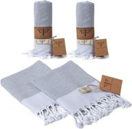 🛀 smyrna original turkish hand towels orientina series set of 2 - 100% cotton, size 16 x 40 inches - decorative bathroom peshtemal towel for hand, face, hair, gym, yoga, tea, kitchen, and bath (gray) logo