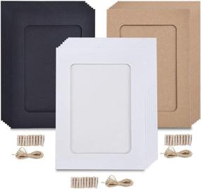 img 4 attached to 📸 Kraft Paper Photo Frame Set - 30 PCS DIY Cardboard Picture Frames with Wood Clips and Jute Twine | Fits 4x6 Photos, Available in 3 Colors