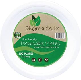img 4 attached to 🍽️ 100 Count BioGreenChoice Eco-Friendly Fiber-Molded Bagasse/Sugarcane Disposable Paper Plates – Microwave Safe Plates, 7 inch