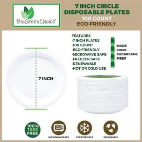img 3 attached to 🍽️ 100 Count BioGreenChoice Eco-Friendly Fiber-Molded Bagasse/Sugarcane Disposable Paper Plates – Microwave Safe Plates, 7 inch