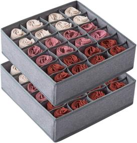 img 4 attached to 🗄️ Qozary 2 Pack 24 Cell or 16 Cell Drawer Organizer Divider for Clothes, Socks, Lingerie, Underwear, Ties - Gray