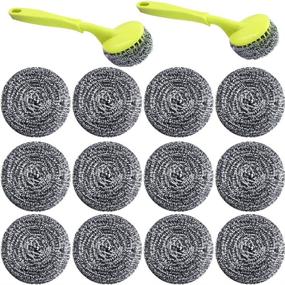 img 4 attached to 18 PCS Stainless Steel Sponges Scrubbers - Ultimate Rust and Stain Removers for Cookware Cleaning (18 Pack)