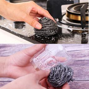 img 1 attached to 18 PCS Stainless Steel Sponges Scrubbers - Ultimate Rust and Stain Removers for Cookware Cleaning (18 Pack)