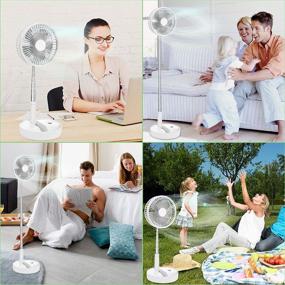 img 1 attached to 🌀 Portable Standing Fan with Remote Controller: 7.5" Foldable Desk Fan for Personal Bedroom Office Fishing Camping – White