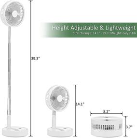 img 3 attached to 🌀 Portable Standing Fan with Remote Controller: 7.5" Foldable Desk Fan for Personal Bedroom Office Fishing Camping – White