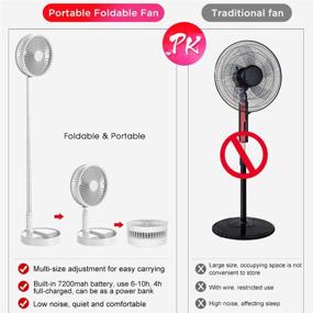 img 2 attached to 🌀 Portable Standing Fan with Remote Controller: 7.5" Foldable Desk Fan for Personal Bedroom Office Fishing Camping – White