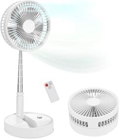 img 4 attached to 🌀 Portable Standing Fan with Remote Controller: 7.5" Foldable Desk Fan for Personal Bedroom Office Fishing Camping – White