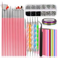 💅 complete nail design kit for acrylic nails: brushes, dotting tool, tape strips, nail stickers, rhinestones, and tweezers - perfect for nail technicians logo