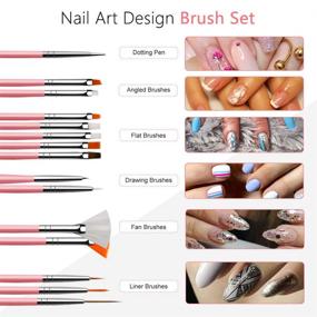 img 3 attached to 💅 Complete Nail Design Kit for Acrylic Nails: Brushes, Dotting Tool, Tape Strips, Nail Stickers, Rhinestones, and Tweezers - Perfect for Nail Technicians