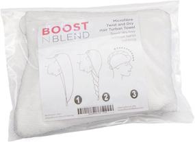 img 3 attached to Полотенце для волос Boost N Blend Microfiber Twist & Dry для женщин: эффективное против выпадения волос, быстрое высыхание для кудрявых, длинных и густых волос - уменьшает повреждения от редеющих волос