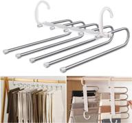 👖 space-saving pants hangers set by air&tree - 2 pack, anti-rust plastic, durable & sturdy for pants, scarves, jeans, slacks, trousers, towels, and ties - multiple hangers in one (white) logo