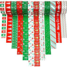 img 4 attached to 🎄 Colorful Holiday Washi Tapes - 12 Rolls, 15mm Wide, with Xmas Gift Stickers for Scrapbooking and DIY Crafts