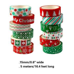 img 3 attached to 🎄 Colorful Holiday Washi Tapes - 12 Rolls, 15mm Wide, with Xmas Gift Stickers for Scrapbooking and DIY Crafts