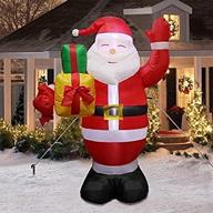 deck your yard with aerwo 5ft christmas inflatables: greeting santa with light! logo