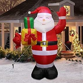 img 4 attached to Deck your Yard with AerWo 5ft Christmas Inflatables: Greeting Santa with Light!