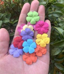 img 1 attached to Pack of 100 Patch Flowers: 29x29mm Mulberry Paper Scrapbooking Wedding Doll House Supplies Card Mini Paper Flowers