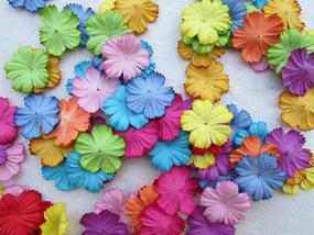 img 3 attached to Pack of 100 Patch Flowers: 29x29mm Mulberry Paper Scrapbooking Wedding Doll House Supplies Card Mini Paper Flowers