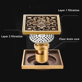 img 2 attached to 🚰 Antique Brass Floor Drain: 4" Square Removable Cover, Ideal for Bathrooms, Kitchens, Verandas, and Drain Areas