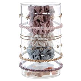 img 4 attached to 🎀 Versatile Acrylic Hair Accessories Organizer – 3-in-1 Headband and Scrunchie Holder with Hair Brush Compartment and Additional Storage - Acrylic Display Organizer for Bows, Hair Ties, and More