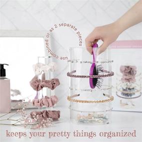 img 1 attached to 🎀 Versatile Acrylic Hair Accessories Organizer – 3-in-1 Headband and Scrunchie Holder with Hair Brush Compartment and Additional Storage - Acrylic Display Organizer for Bows, Hair Ties, and More