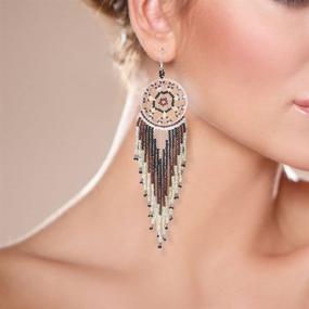 img 3 attached to 💫 Tarsus Native American Dream Catcher Earrings: Dangle Hypoallergenic Beaded Jewelry for Women & Girls, Handcrafted with Japan Seed Beads