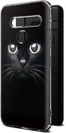 🐱 eouine lg g8 thinq phone case - ultra slim shockproof transparent clear cover with black cat pattern logo