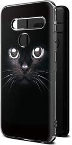 img 4 attached to 🐱 Eouine LG G8 ThinQ Phone Case - Ultra Slim Shockproof Transparent Clear Cover with Black Cat Pattern