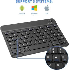 img 3 attached to 🔌 Wireless Bluetooth Keyboard for Samsung Galaxy Tab A 10.1/8.4/8.0 Inch and Other Bluetooth Enabled Tablets and Phones - Black