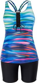 img 4 attached to 👙 Hanna Nikole Plus Size Racerback Swimsuits: Stylish Rash Guard Capris Tankini for Active Women