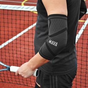 img 1 attached to 🎾 Mava Sports Elbow Brace Compression Sleeve (Pair) for Tendonitis, Tennis, Workouts, Weightlifting, Golfer's Elbow - Joint Pain Relief & Elbow Support