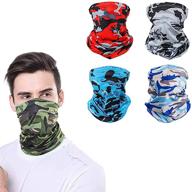 versatile 5-pack neck gaiter: snowboard half face mask for cold weather, camouflage ski tube scarf for men & women - ideal for skiing, outdoor activities, cycling, and sports logo