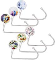 👜 convenient and stylish 6 pack purse hook handbag hanger with long design - perfect for keeping handbags safe and easily accessible on table or desk - ideal for women and girls - color 1 logo