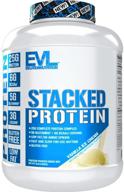 протеиновый порошок evlution nutrition stacked: ускорение роста мышц с 25 г белка, 6 г bcaa и 5 г глутамина во вкусе ванильного мороженого (5 фунтов) логотип