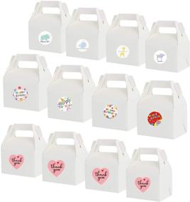 img 4 attached to 🎁 White Gift Boxes with Stickers – 24 Pack of Recycled Kraft Gable Boxes for Wedding, Birthday Party, Baby Shower – Small Goodie Gift Boxes Treat Boxes for Candy & Treats (4.5x3.2x3.3 Inches)