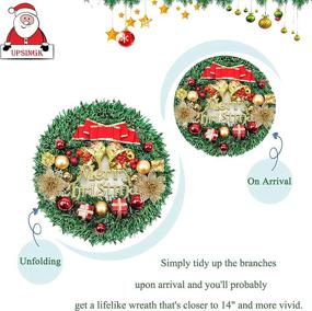 img 1 attached to 🎄 Christmas Wreath for Front Door with LED Lights - 16 Inch Artificial Xmas Wreath with Metal Hanger, Battery Operated Lights, Pine Cones, Red Berries, Bows, and Snowflakes for Festive Decor