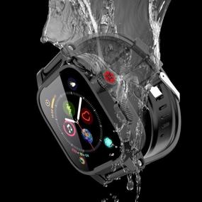 img 3 attached to 📱 SHELLBOX 44mm Waterproof Case for iWatch Series 6/SE/5/4 - Protective with Silicone Band & Built-in Screen Protector (Black)