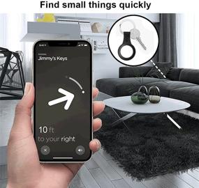 img 2 attached to Переносное чехол из TPU с кожаным узором и кольцом для ключей для AirTag, защитный чехол, держатель для AirTags (2 шт.), чехол для трекера Apple AirTag (2021) (черный)